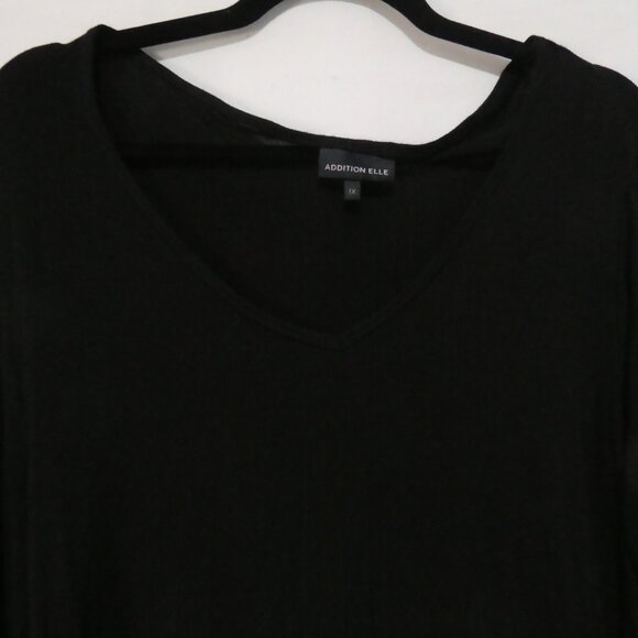 ADDITION ELLE | 1X | Elegant Lightweight Black Long Sleeve V-Neck Sweater - Picture 4 of 14